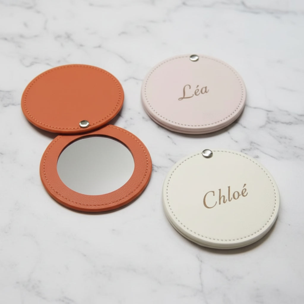 Miroir de poche cuir